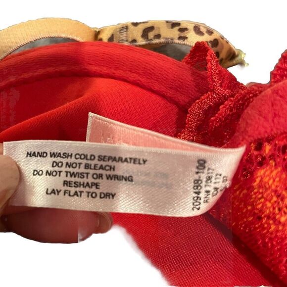 Victoria’s Secret Very Sexy Pink Label Bra 36C Unlined Underwire Orange Cheeta - Picture 7 of 7